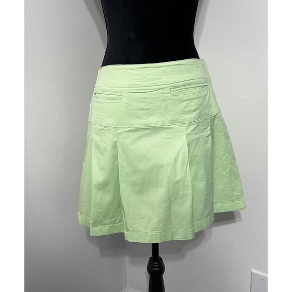 VTG Y2K Mini Skirt Skort Light Green Pleated Stretch sz 6 preppy Golf Tenniscore - Picture 1 of 8